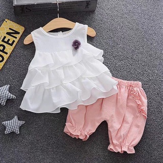 Bộ Quần Áo Bé Gái Chuột Lắc Store Chất Đũi Mát Mẻ Kiểu Bèo Nhiều Tầng 8Kg Đến 22Kg