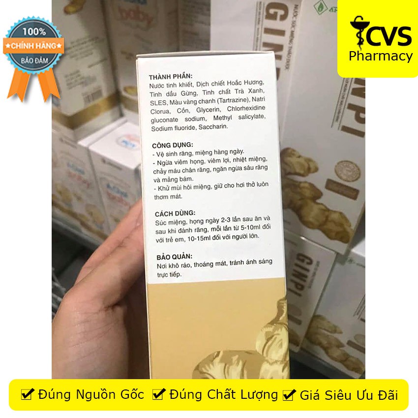 Nước Súc Miệng Thảo Dược GINPI 250ml - Ngừa Sâu Răng & Ngăn Chảy Máu Chân Răng - cvspharmacy