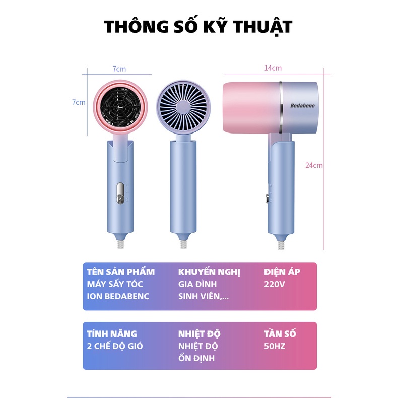 Máy Sấy Tóc Gấp gọn TIẾT KIỆM ĐIỆN, màu sắc thời trang