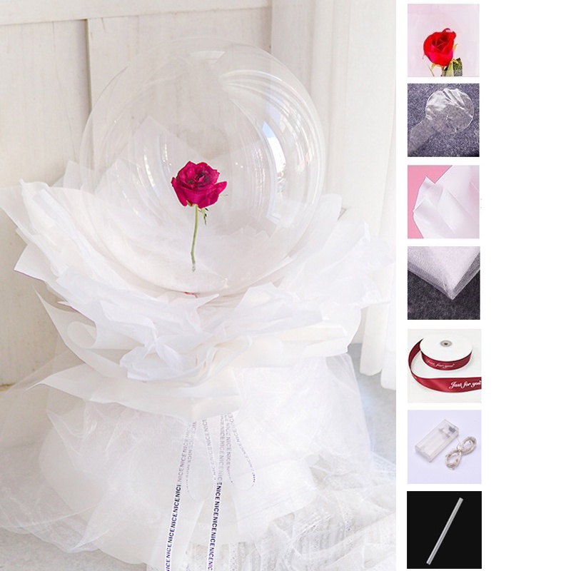 Bong bóng trong suốt hình hoa hồng phát sáng dùng trang trí tiệc