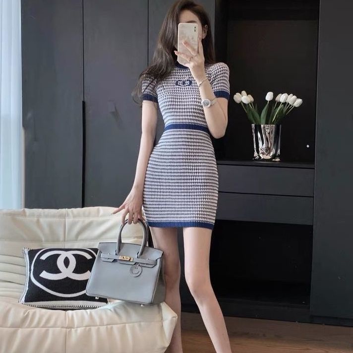 Đầm Dệt Kim Kẻ Sọc Thời Váy Chân Trang Cao Cấp Cho Nữ váy