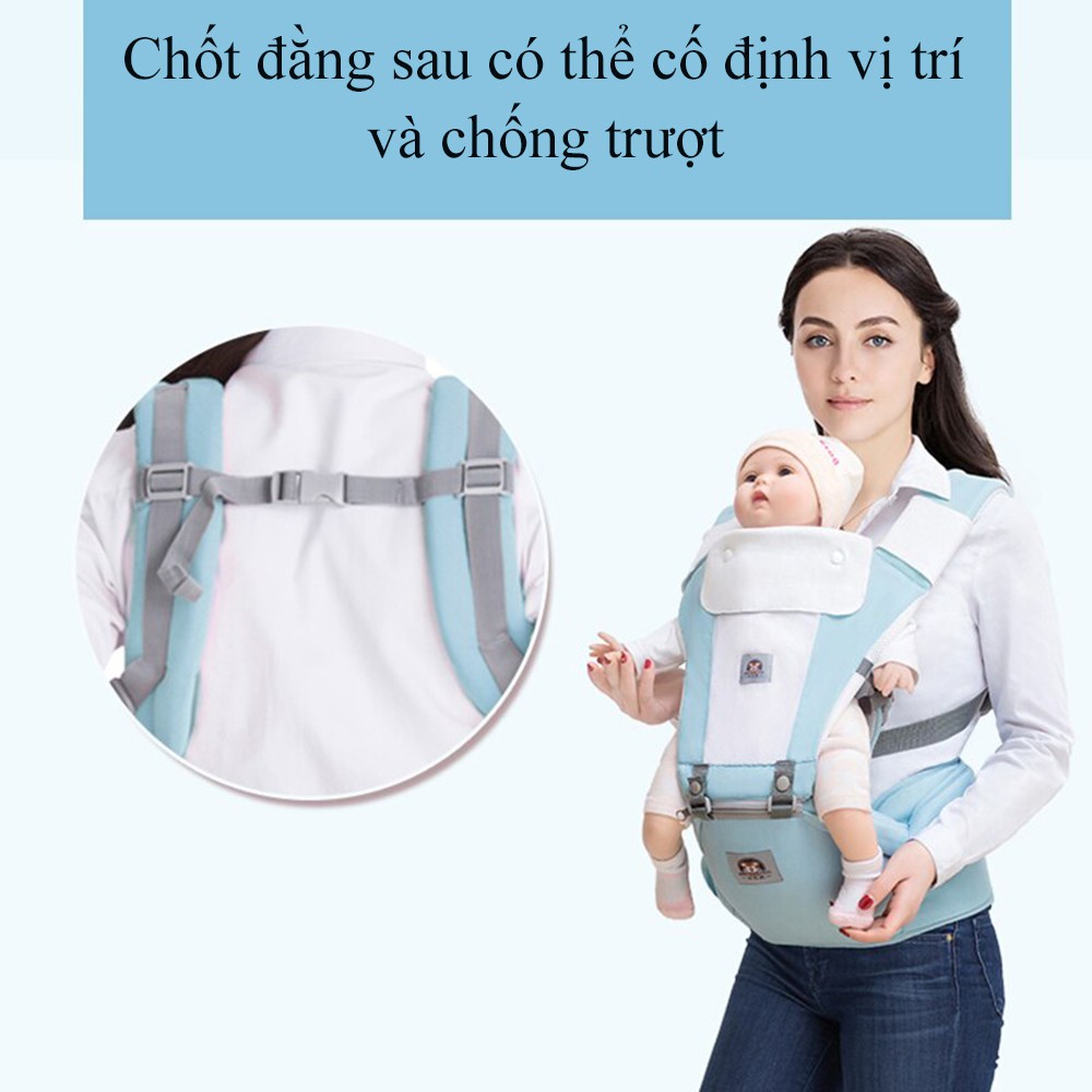 Địu em bé loại xịn đa chức năng có ghế ngồi, đai địu 12 tư thế cho cả trẻ sơ sinh, điệu trẻ em có bệ ngồi