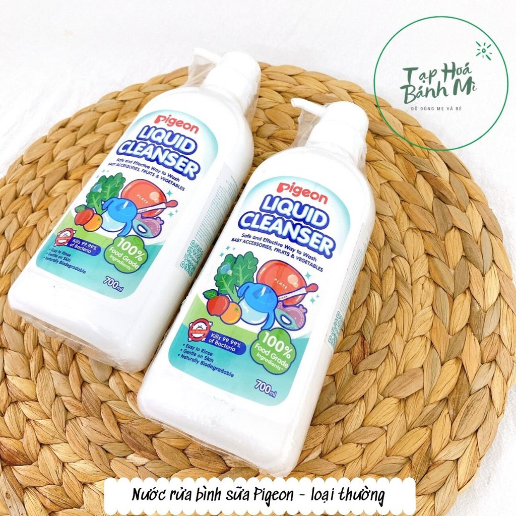Nước rửa bình sữa Pigeon 700ml dạng thường mẩu mới 2022 chai và túi