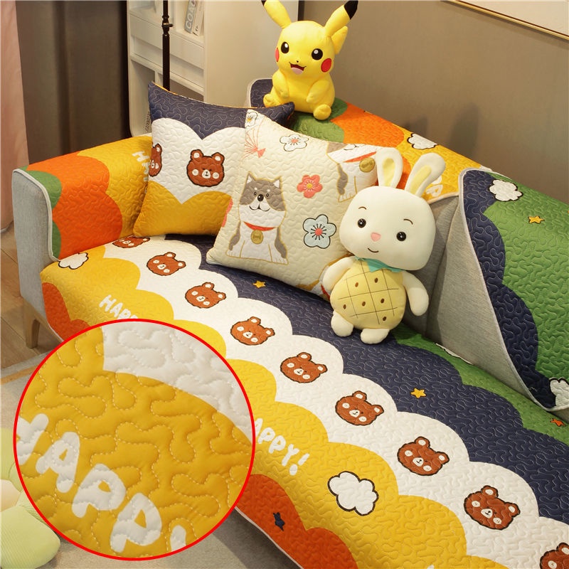 Vỏ Bọc Đệm Ghế Sofa Bốn Mùa Bằng 100% Cotton Chống Trượt Thông Dụng