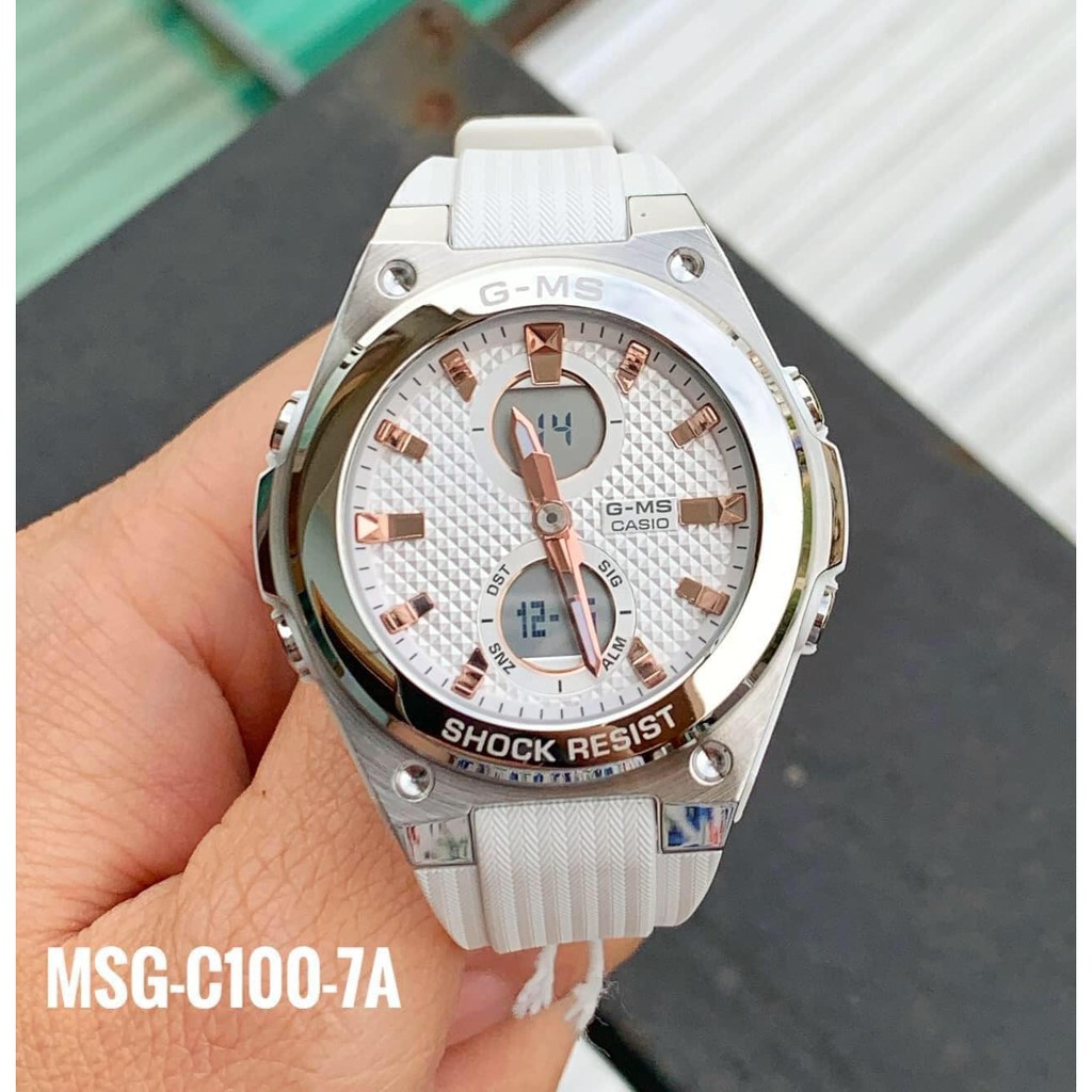 Đồng Hồ Nữ Casio Baby-G MSG-C100-7ADR - Gờ Mặt Kim Loại - Chống Nước 100m- bảo hành