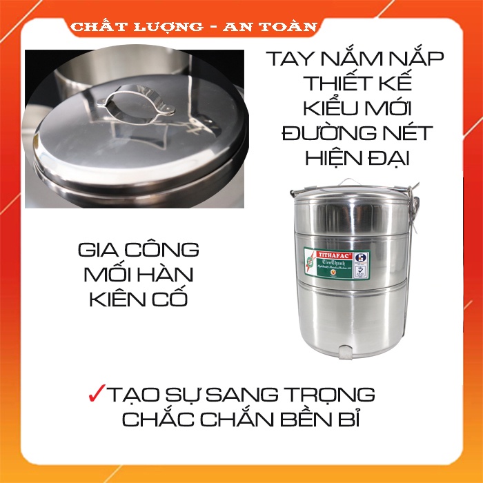 ⭕Giadụngchínhhãng⭕ Hộp đưng cơm cháo súp canh soup 3 ngăn Camen Gamen Inox an toàn cao cấp văn phòng Tithafac