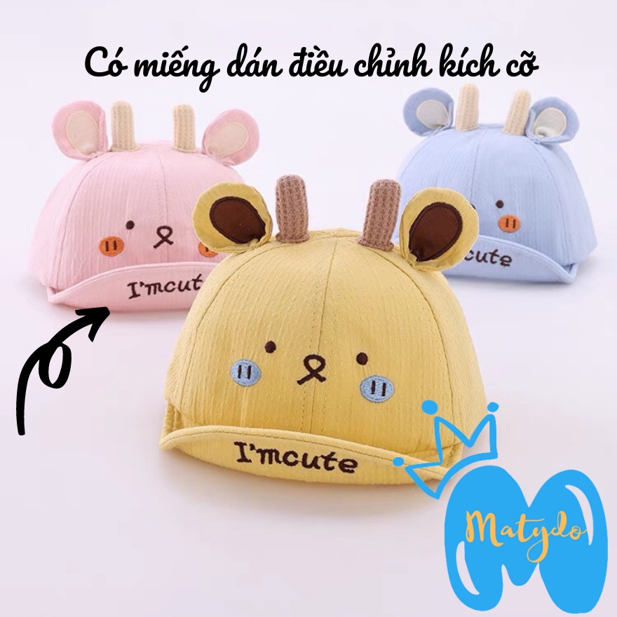 Mũ cho bé gái bé trai MATYDO nón lưỡi trai hình mặt cười im cute đáng yêu phụ kiện mùa hè