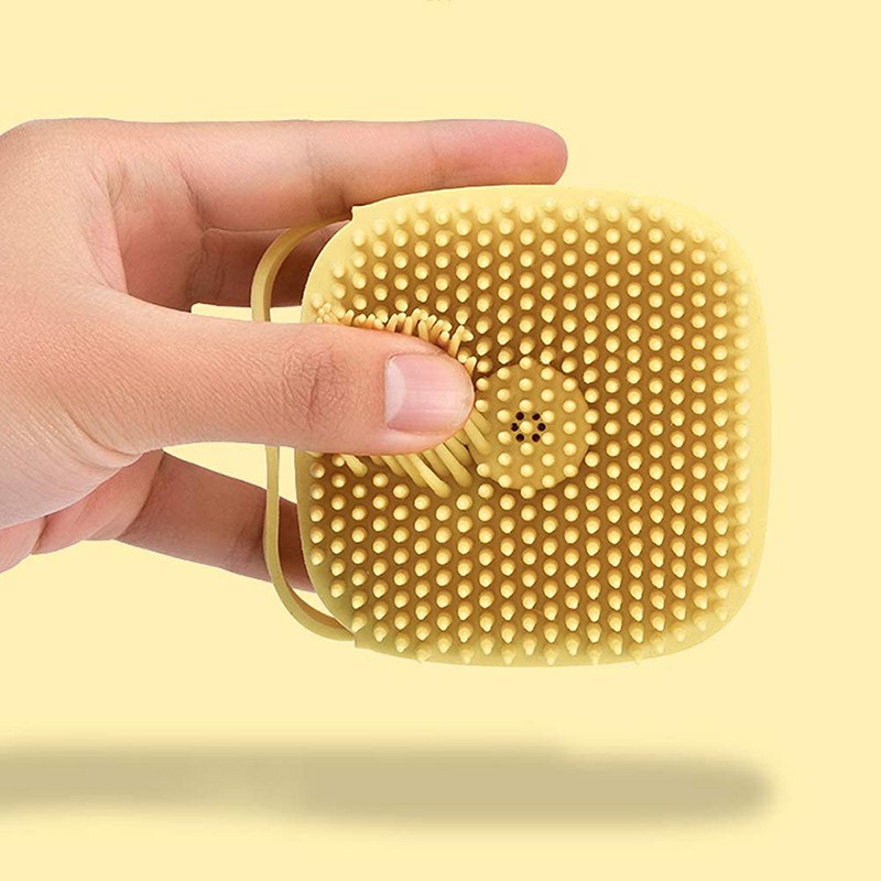 Bàn Chải Tắm Bằng Silicone Mềm Kèm Hộp Đựng Dầu Gội Tẩy Tế Bào Chết Mát Xa Cơ Thể