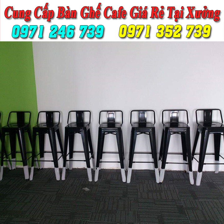 Ghế bar Tolix chân cao có tựa nhập khấu giá rẻ nhất