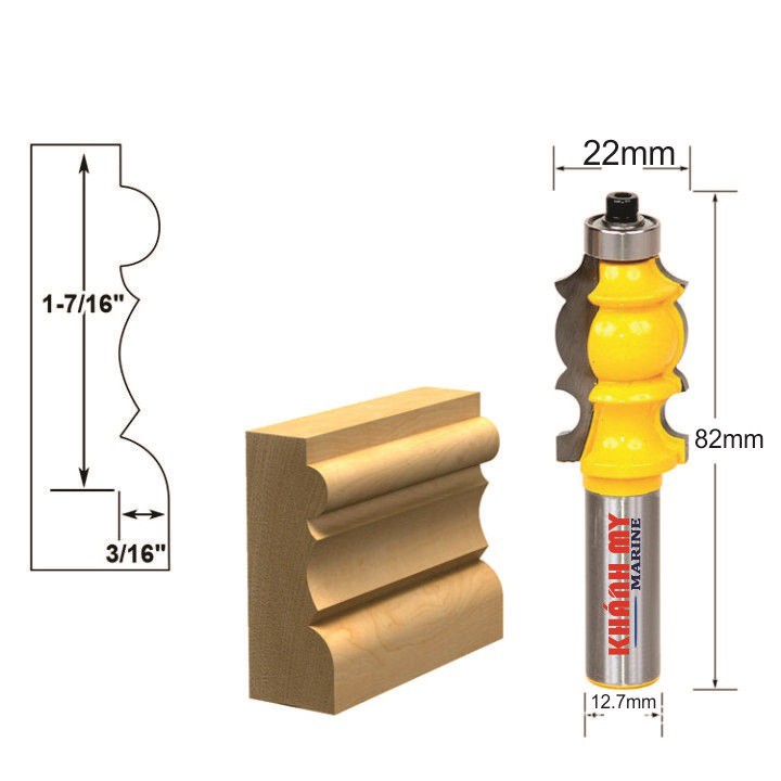 Mũi soi gỗ, mũi phay gỗ phay chỉ khung tranh K01, cốt 12.7mm - P_VA120032