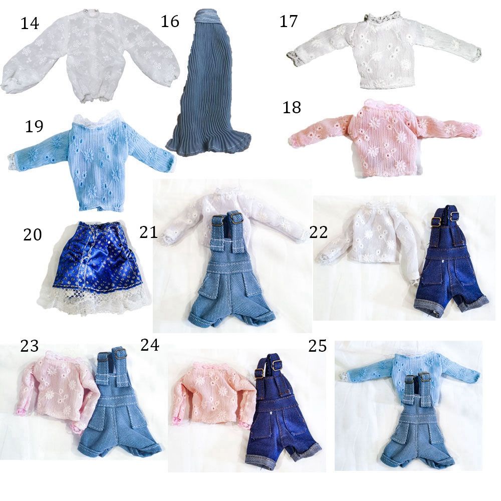 Bộ áo khoác jean + quần short da nhiều kiểu dáng tỉ lệ 11.5&quot; dành cho búp bê 1/6 (có bán lẻ)