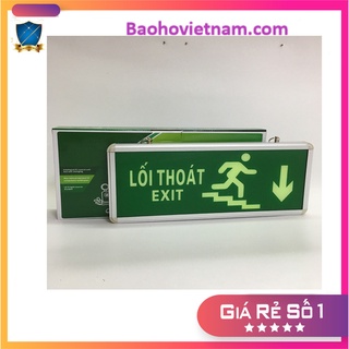 Đèn thoát hiểm exit xuống cầu thang bên phải, tiết kiệm điện, thời gian chiếu dáng lâu