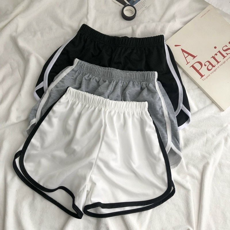 Quần đùi nữ  Quần thể thao sport nữ ngắn 3 màu ĐEN TRẮNG XÁM style Ulzzang Hàn Quốc PHULA