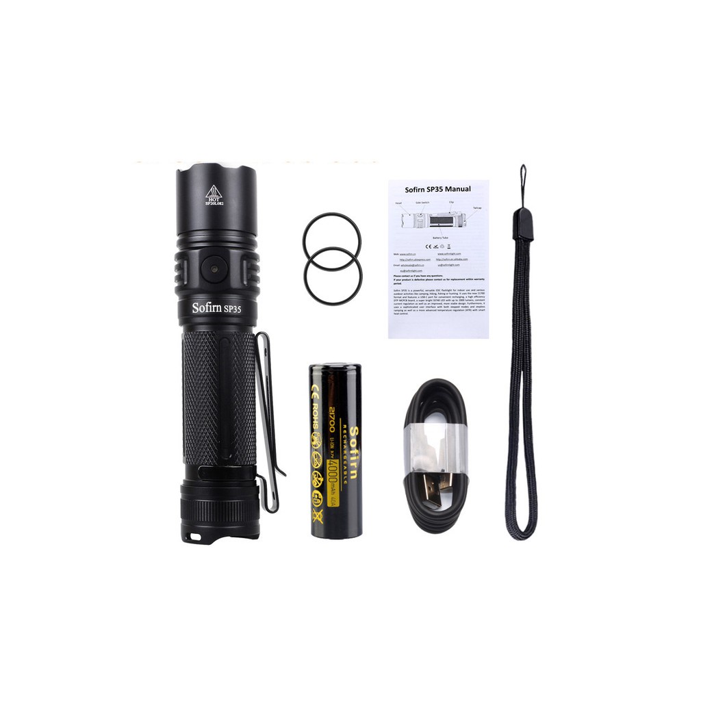 Đèn pin siêu sáng SOFIRN SP35 độ sáng 2000lm LED Luminus SST40 pin 21700 sạc Type-C