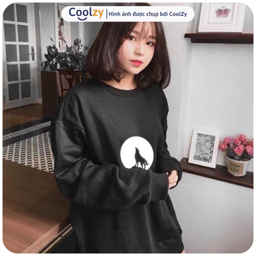 Áo Sweater  Áo Sweater form rộng In Sói Mặt Trăng Phản Quang | CoolZy