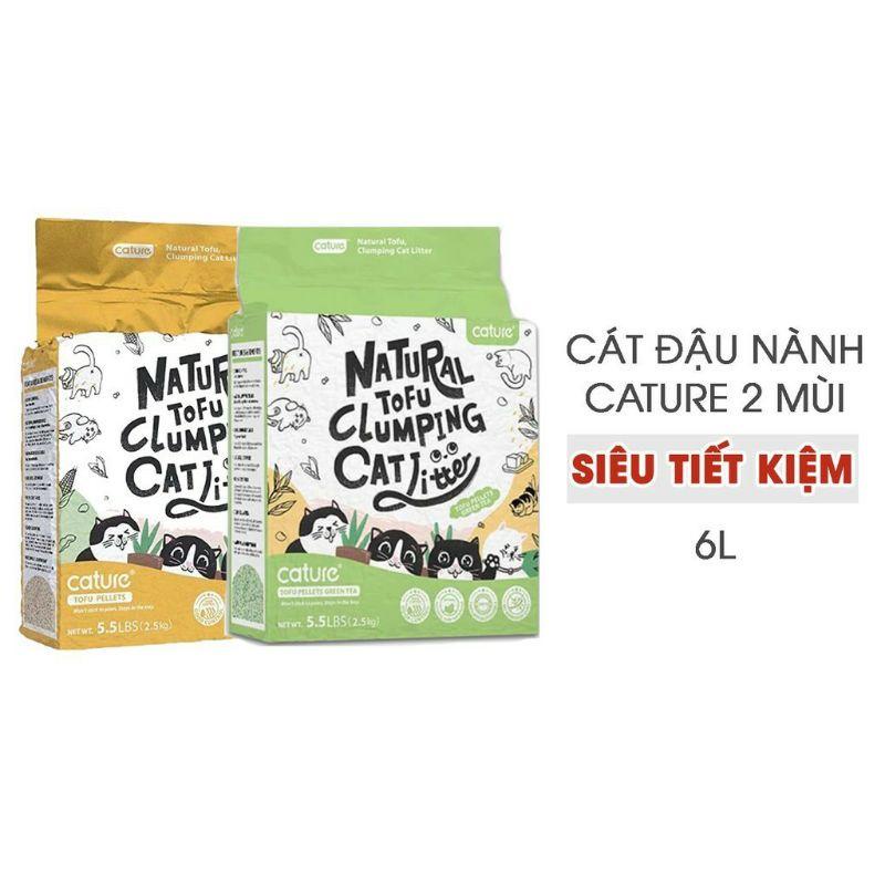 Cát vệ sinh cho mèo - Cát đậu nành Cature ToFu cho mèo (Túi 6l/ 2,4kg) - Hàng chuẩn, Siêu thơm, vón và không bết đáy