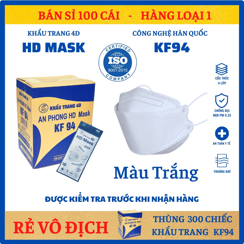 Khẩu trang KF94, Khẩu trang 4D HD MASK AN PHONG túi 10 chiếc sản xuất theo công nghệ hàn quốc