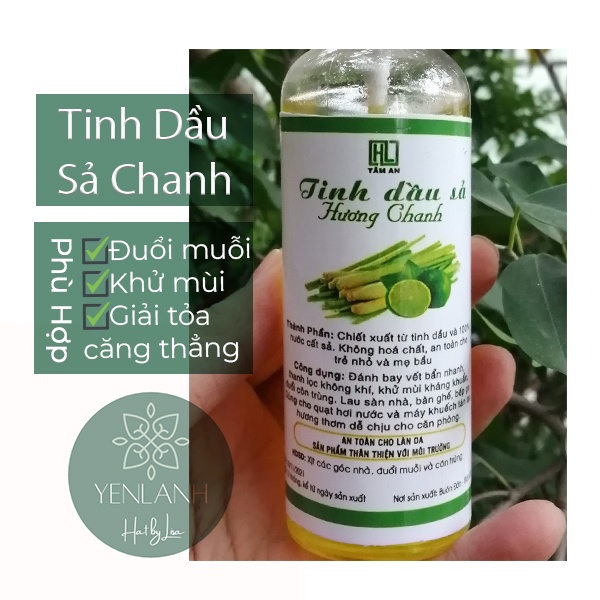 Tinh dầu sả hương chanh chai xịt 100ml khử mùi đuổi muỗi Yenlanhnatural