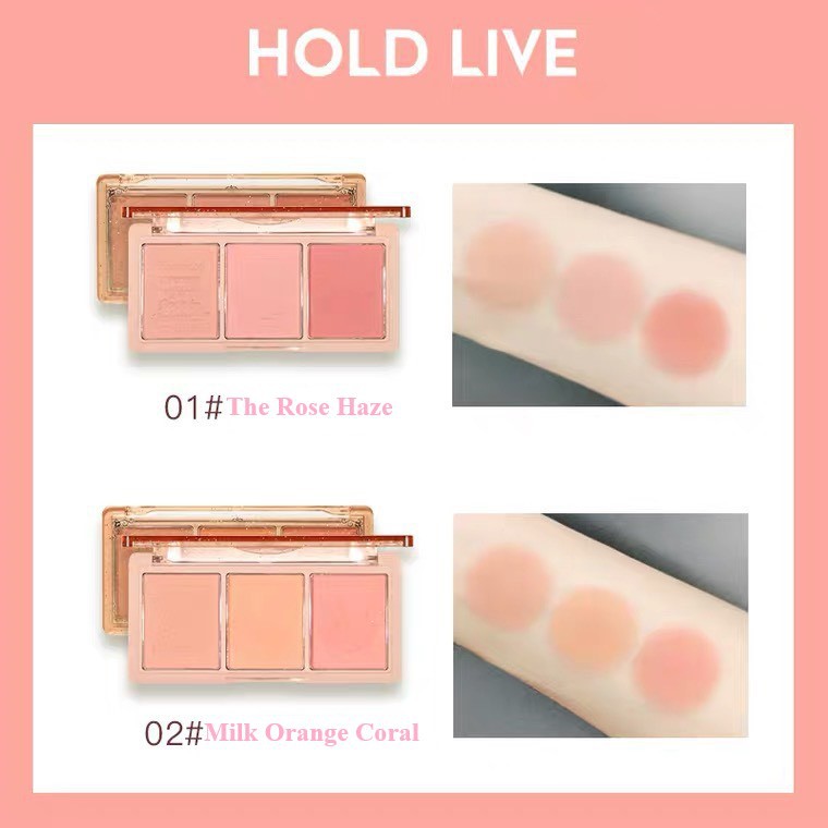 Bảng phấn má hồng 3 màu HOLD LIVE XIAOYUMI Secret Garden Blush Gradient Cheek Purple Blue Tea Holdlive HL461 HLIV61