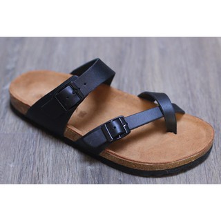 ZEPPA - DÉP XỎ NGÓN ĐEN 2 KHOÁ ĐẾ MỚI - Da bò thật 100%