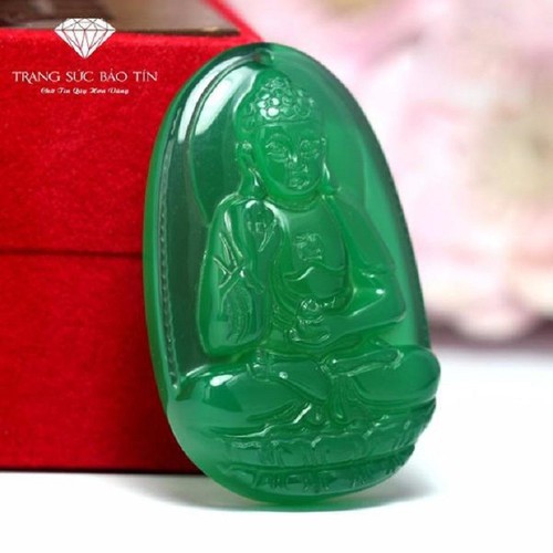 MẶT DÂY CHUYỀN BẢN MỆNH A-DI-ĐÀ ĐA CẢM THẠCH XANH LÁ- BẢN MỆNH CHO TUỔI TUẤT + HỢI - TẶNG KÈM DÂY ĐEO