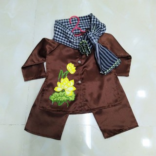 Bà Ba Phi Lụa Nâu Hoa Sen Cho Bé