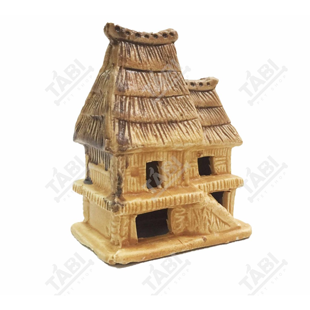 [NHẬN QUÀ KHI MUA ĐƠN 39K] [Tiểu Cảnh] Nhà Lá 2 Mái Lớn Size 7x4x9 Dùng Trang Trí Hồ Cá.