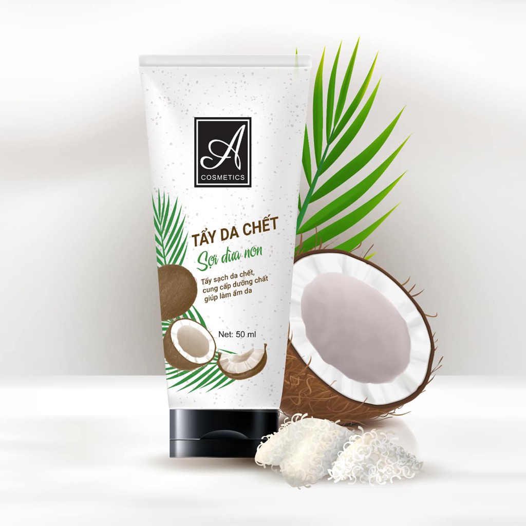 Muối tẩy tế bào chết da mặt Sợi dừa non Acosmetics - Giúp làm sạch da mặt và làm mờ thâm sạm