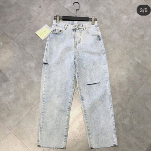 Baggy Jeans Ống Rộng Tua Lai Rách PT