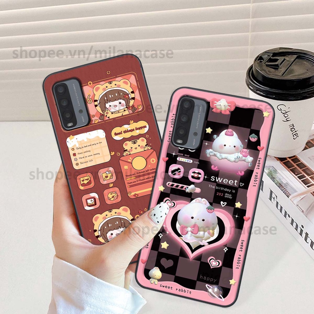 Ốp Xiaomi Redmi 9T hình đồng hồ icon gấu mèo cute cực dễ thương ngộ nghĩnh