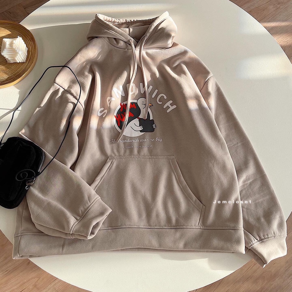 Áo Hoodies Nữ Form Rộng JEMCLOSET Sandwich Họa Tiết Chú Vịt Đáng Yêu Phong Cách Hàn Quốc Thoải Mái Năng Động - 10231 | BigBuy360 - bigbuy360.vn