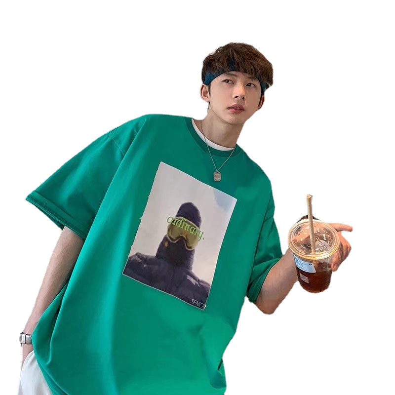 Áo Thun Tay Ngắn Dáng Rộng In Họa Tiết Hoạt Hình Phong Cách Hip Hop Hàn Quốc Thời Trang Mùa Hè Cho Nam