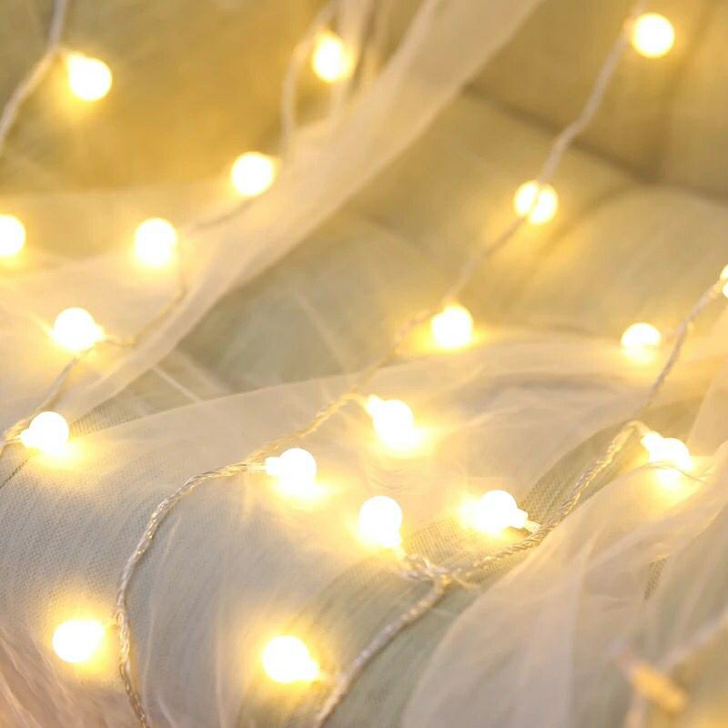 Dây Đèn Led Trang Trí Cherry Ball 10M 100 Bóng Tròn 2cm Hộp Chỉnh 5 Chế Độ Chớp Cắm Điện Có Phích Nối Dài Dây