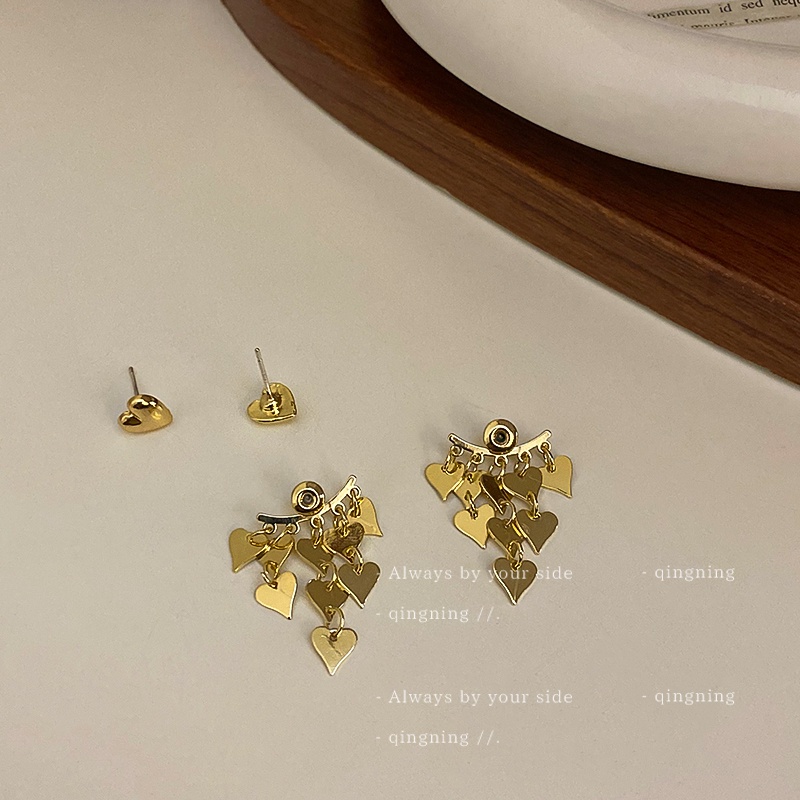 DREJEW Bông Tai Mạ Vàng 925 Hình Trái Tim Phong Cách Hàn Quốc Ngọt Ngào Thời Trang Mùa Hè Mới Cho Nữ