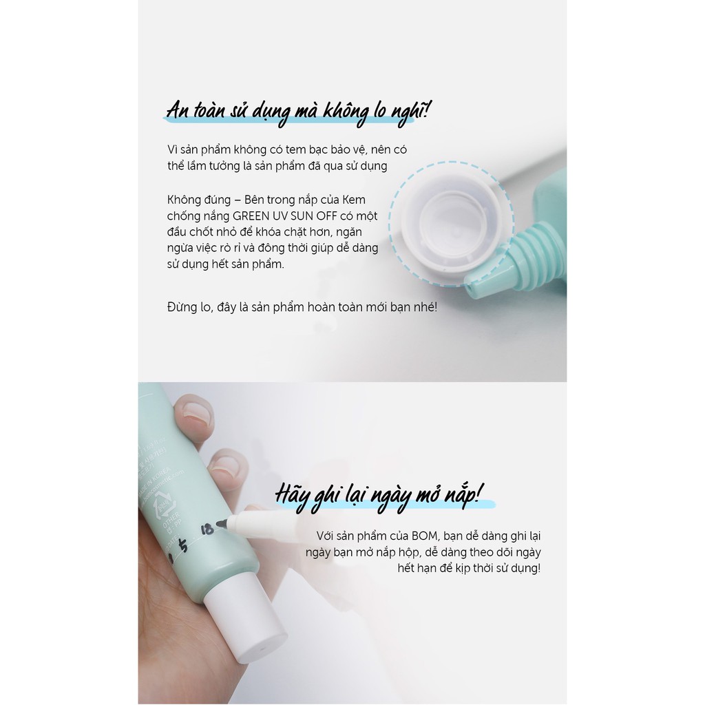 KEM CHỐNG NẮNG B.O.M GREEN UV SUN OFF SPF50 50ML CHÍNH HÃNG - 7239