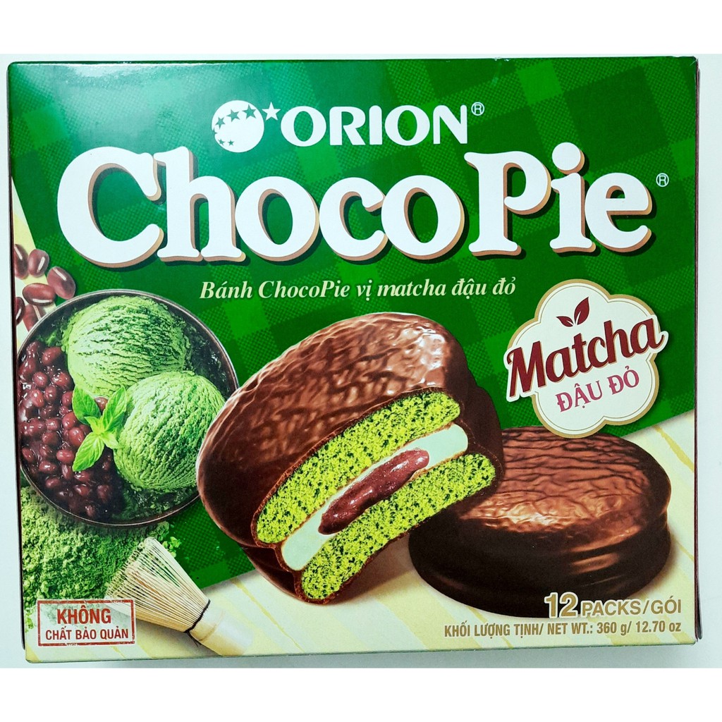 Bánh Chocopie Matcha Nhân Đậu Đỏ - Hộp 12 bánh