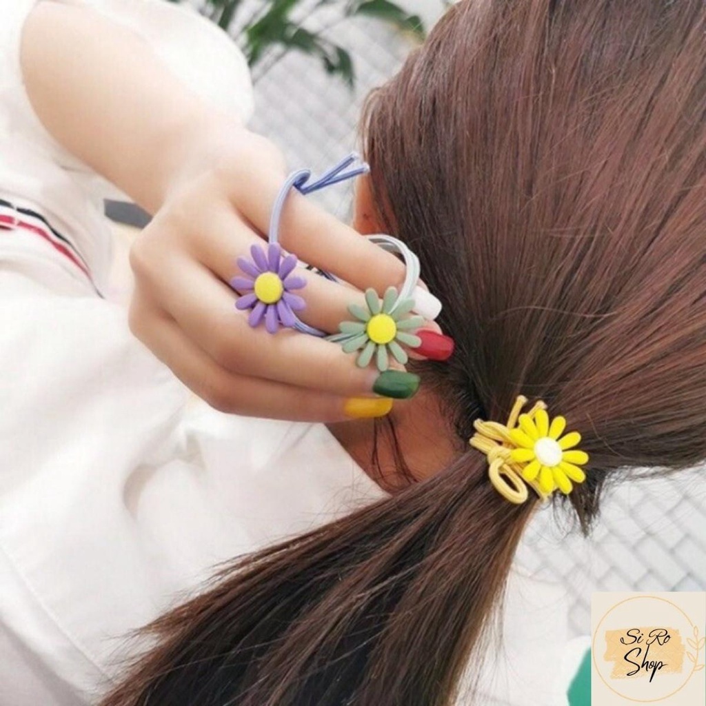 Thun cột tóc nữ dễ thương nhiều màu, dây cột tóc Hoa Cúc xinh xắn phong cách Hàn quốc