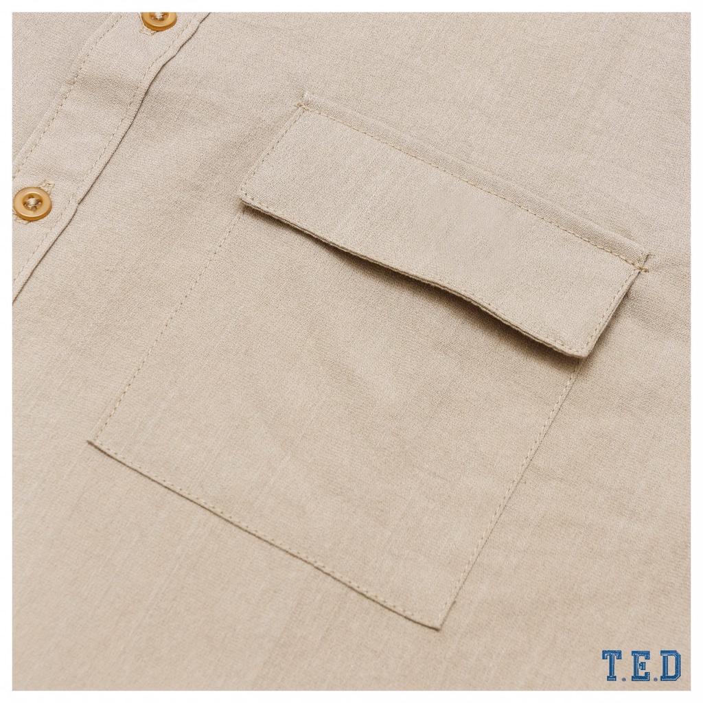 Áo Đũi Nam Sơ Mi Cổ Bẻ TED Fashion Dáng Cộc Tay Linen Basic Túi Hộp Trẻ Trung TED41