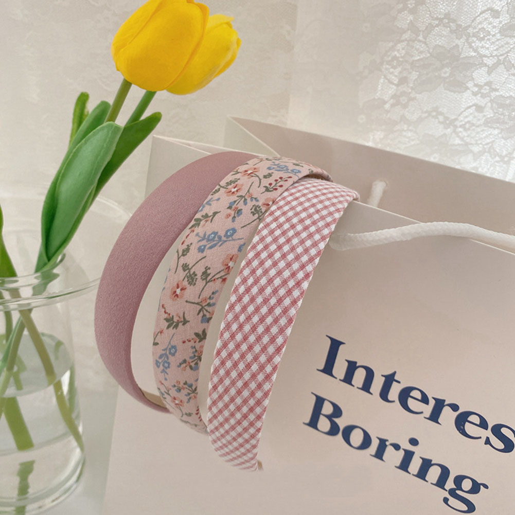 Băng Đô Cài Tóc Bằng Vải Họa Tiết Caro Phong Cách Retro
