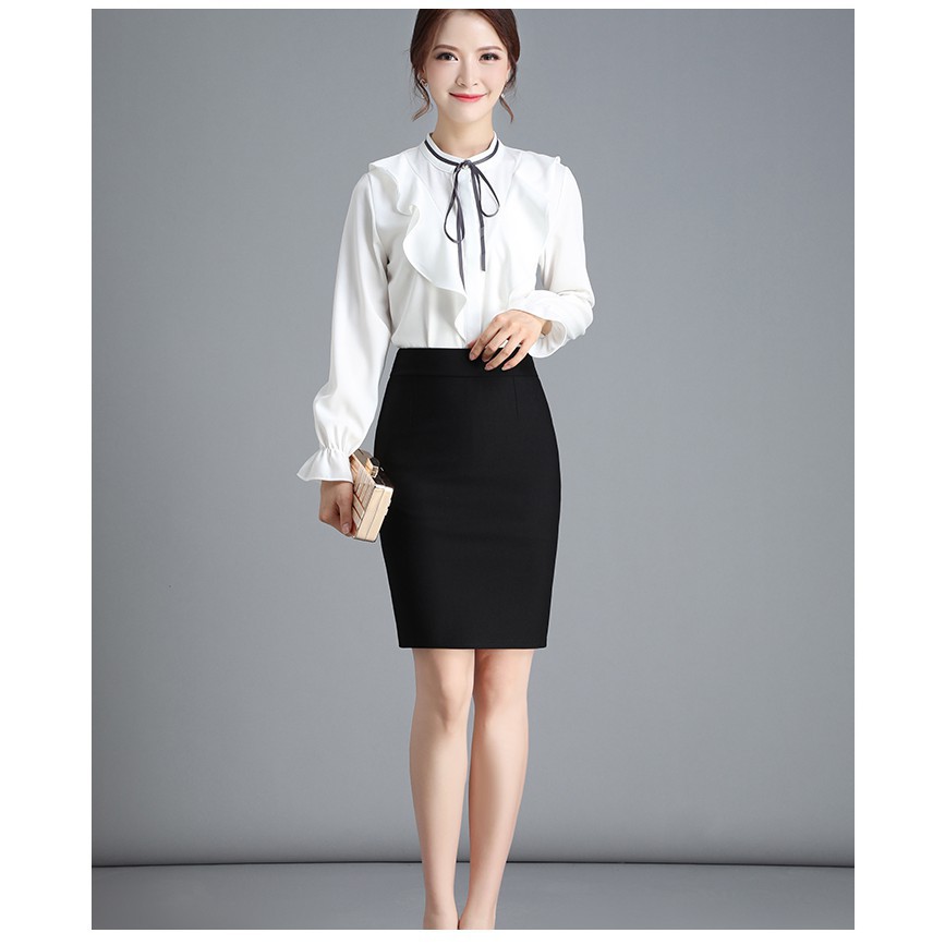 Chân váy bút chì công sở xẻ sau vải co giãn eo chun bản dày giấu bụng | BigBuy360 - bigbuy360.vn