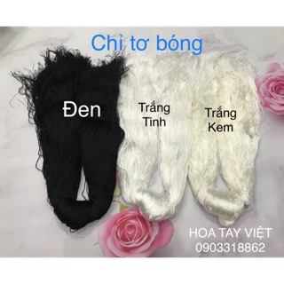 Set chỉ tơ bóng làng nghề đen, trắng kem, trắng tinh (100g)