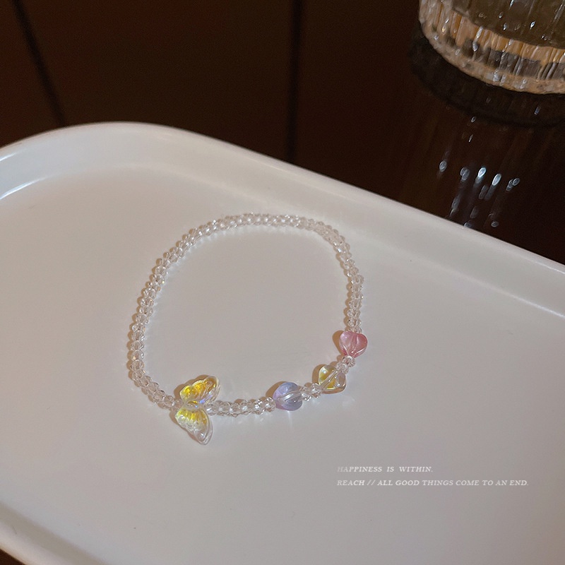 Vòng Tay Chuỗi Hạt Pha Lê Nhiều Màu Hình Bướm Thời Trang Mùa Hè Mới 2022