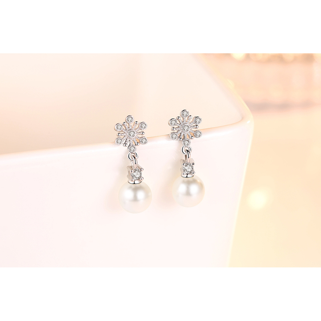 Khuyên Tai Bạc 925 Hình Bông Tuyết Phong Cách Hàn Quốc Dành Cho Nữ-S1