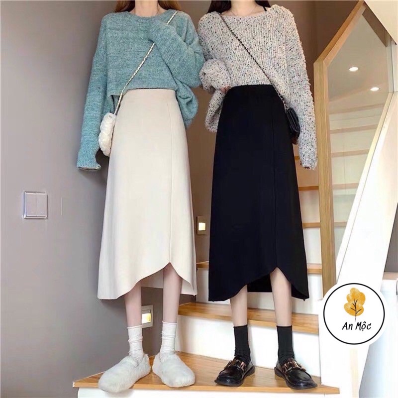 Chân Váy Dài Midi Vạt Chữ V Cá tính ngọt ngào cho chữ