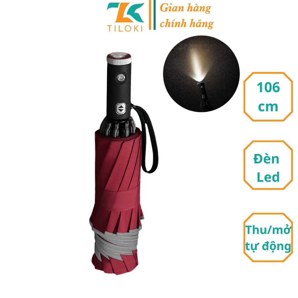 Ô dù gấp gọn tự động chống tia UV TiLoKi TOD01 có đèn led đi đêm đường kính 106cm