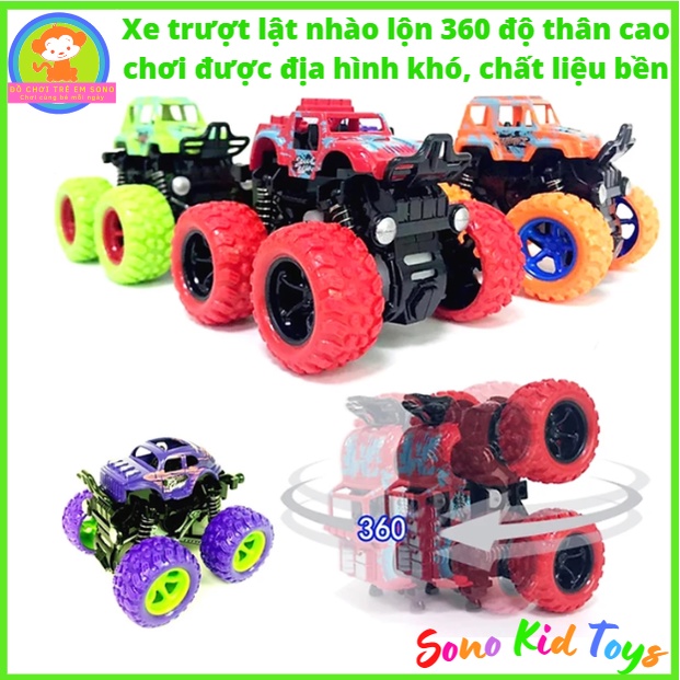 Đồ chơi Combo 4 xe ô tô trượt lật nhào lộn xoay 360 độ thân cao, bánh đà lớn, chạy đà cực mạnh, chất liệu bền bỉ