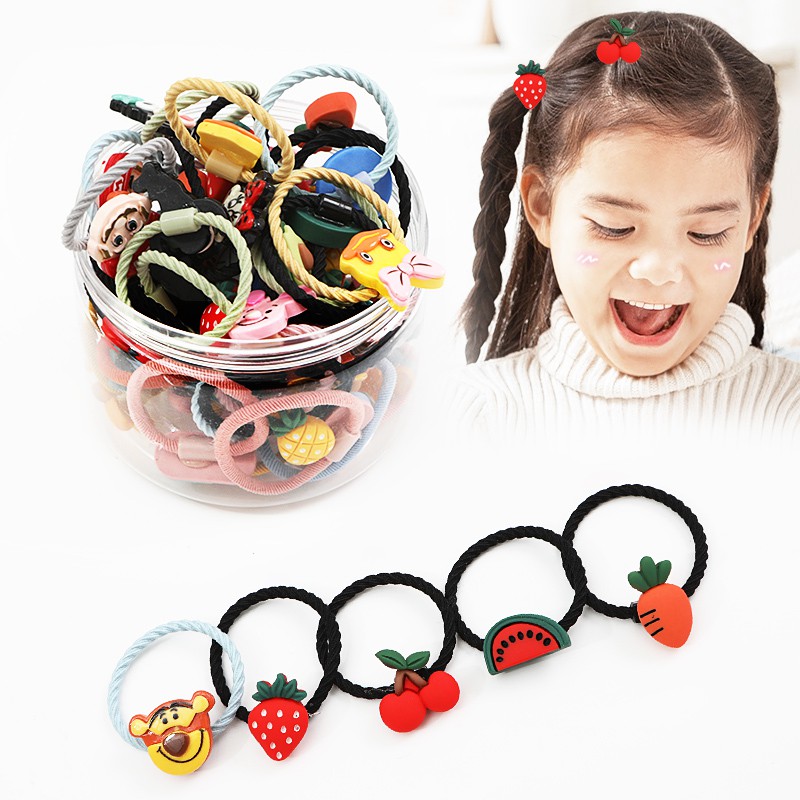 Hộp 30 Dây Cột Tóc Phong Cách Hàn Quốc Dành Cho Bé Gái