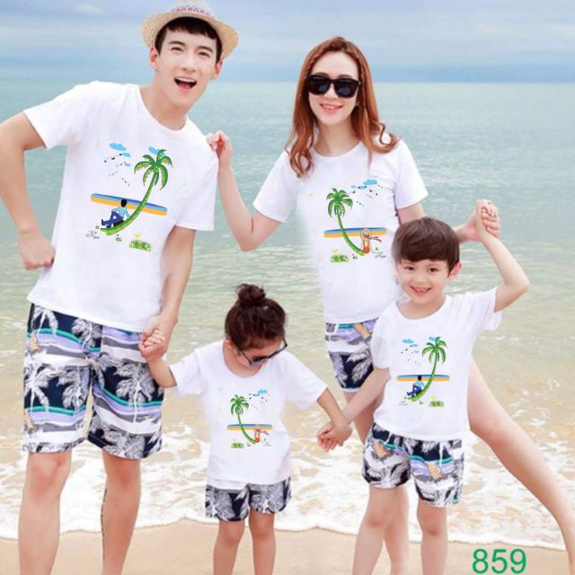 Combo áo gia đình biển đủ size (Em Hồng)