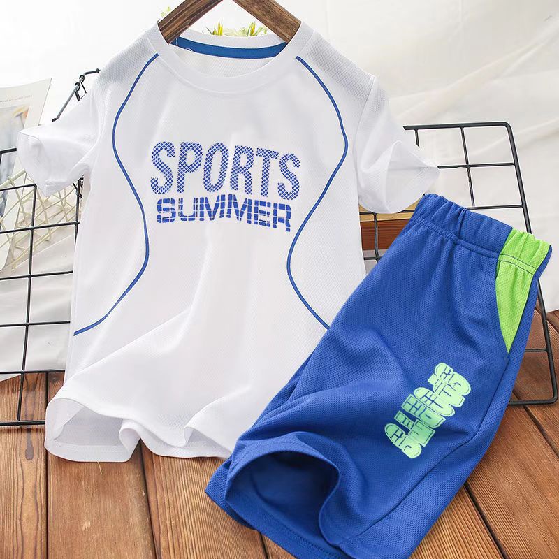 Bộ Đồ Thể Thao Áo Thun Tay Ngắn Phối Lưới Thoáng Khí 90-150cm Thời Trang Cho Bé