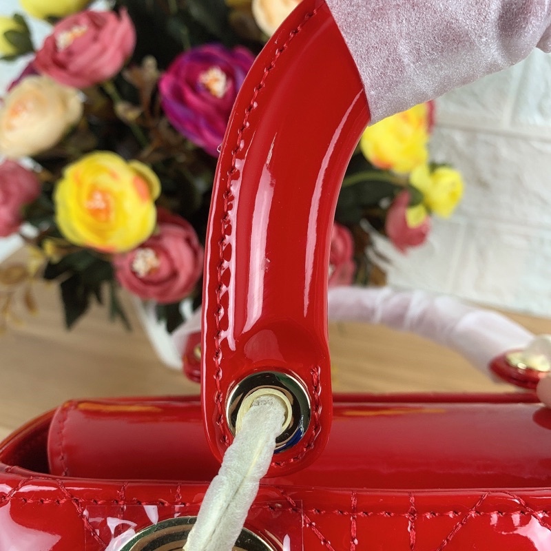 Túi xách Dior lady super màu đỏ da bóng size 20cm